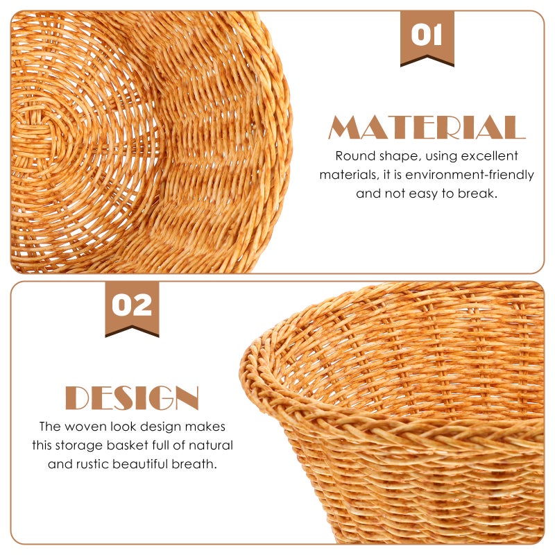 2Pcs Woven Basket Fries Storage Basket Bread Organizer Basket Bread Basket - Image 5