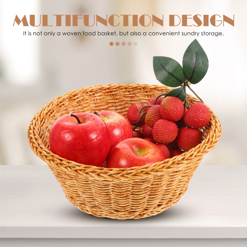 2Pcs Woven Basket Fries Storage Basket Bread Organizer Basket Bread Basket - Image 4