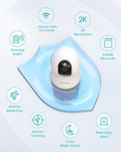 blurams Cameras for Home Security, 2K Pet Camera with Phone App, 360° PTZ Indoor Cameras, 2-Way Talk, Motion Tracking, Color/IR Night Vision, Cloud&SD, Works with Alexa (2Pack, 5GHz/2.4GHz Dual-Band) - Image 2