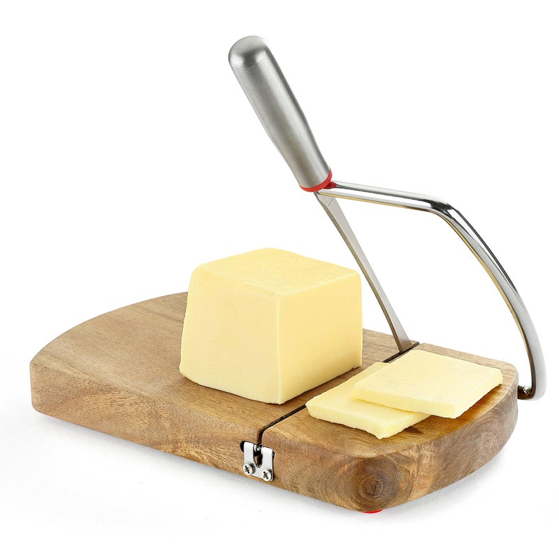 DGLOZE Wooden Cheese Slicer Cheese Cutter Board with Stainless Steel Blade for Block Cheese Vegetables Butter Sausages Bread