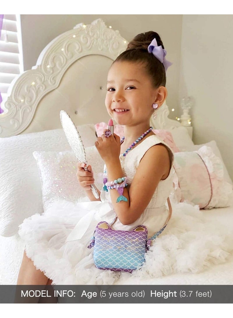 Little Girls' Purse with Dress-Up Jewelry – Cute Cat Shoulder Bag with Clip-On Earrings, Ring, Hair Clip, Necklace & Bracelet – Pretend Play Accessories for Kids  - Image 3