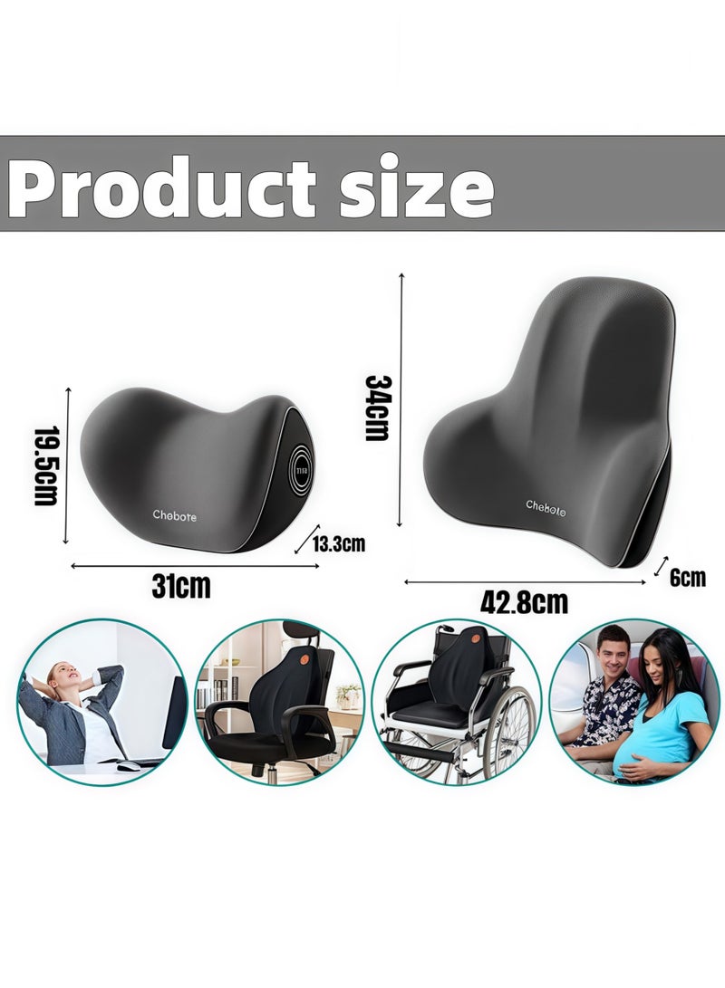 Back Pillow For Car,Lumbar Support Pillow And Car Headrest Neck Pillow Ergonomic Design Memory Cotton Headrest And Back Car Waist Pillow And Car Neck Support Pillow Back Seat Back Pillow For Car For Office Chair Black - Image 3