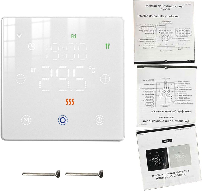 يمكن الربط كمجموعة منظم حرارة ذكي مع Zigbee، التحكم في تسخين مياه الغلاية، أبيض - حماية من الصقيع، التحكم الصوتي، تطبيق عن بعد للمنزل - Image 1