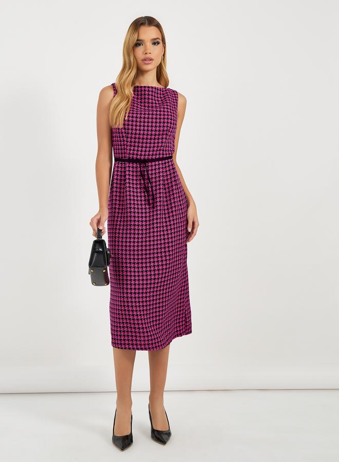 Styli Houndstooth Belted Dress  - Image 1