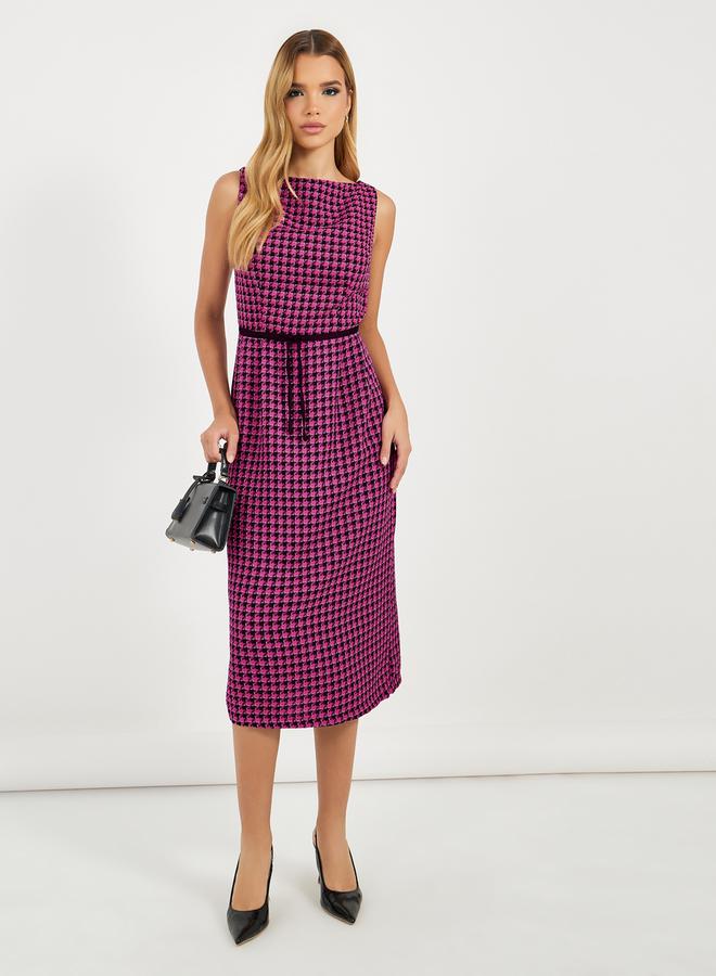 Styli Houndstooth Belted Dress  - Image 4