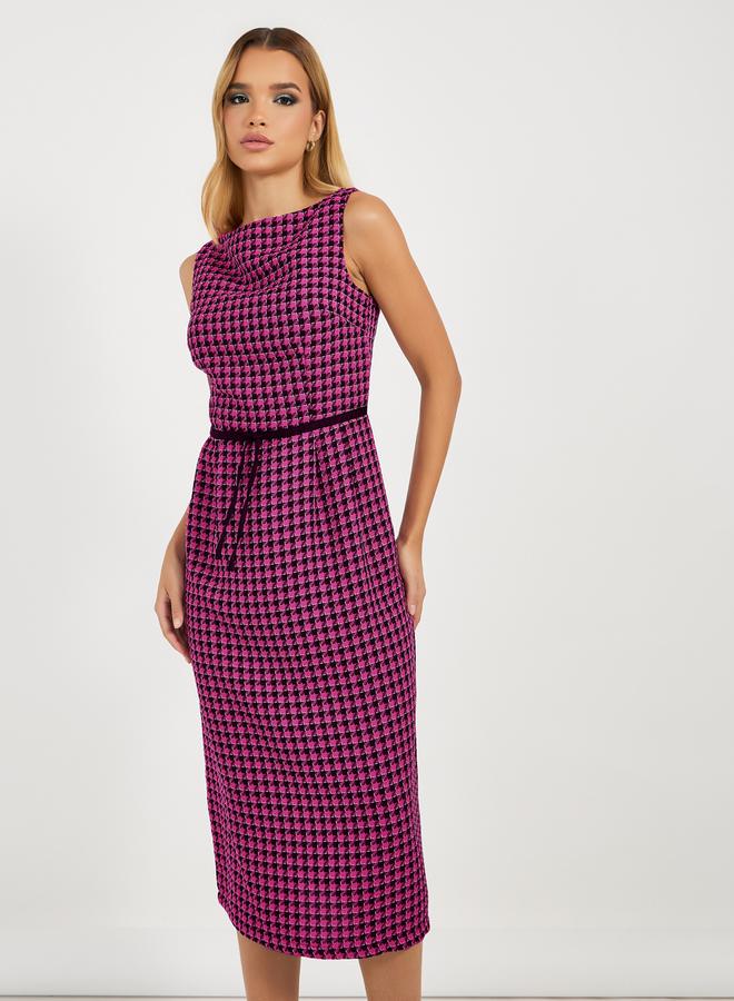 Styli Houndstooth Belted Dress  - Image 5