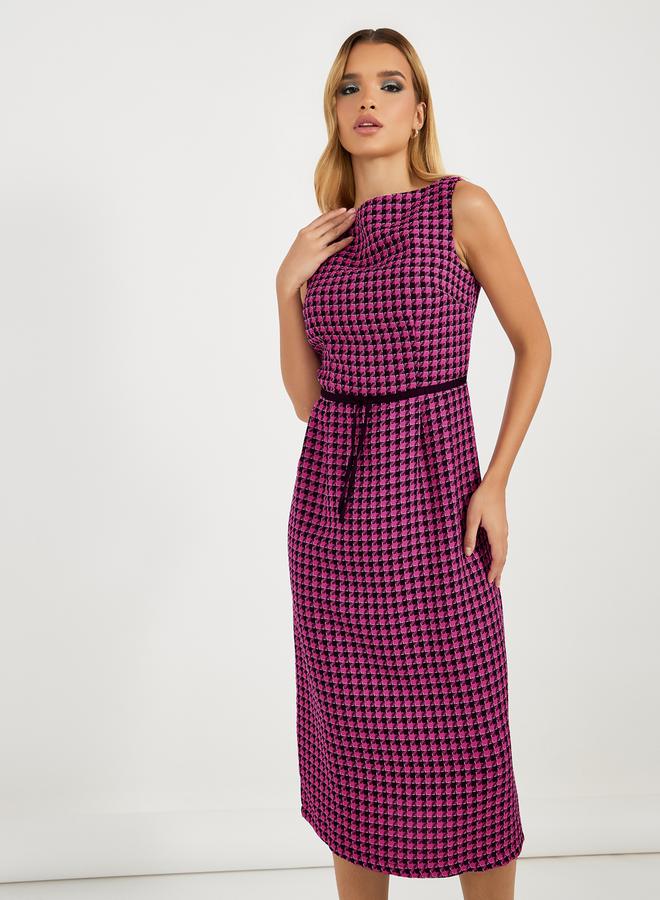 Styli Houndstooth Belted Dress  - Image 2