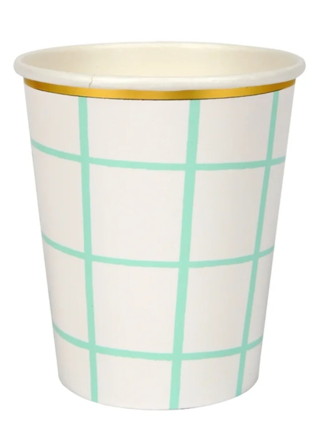 Meri Meri Mint Grid Cups