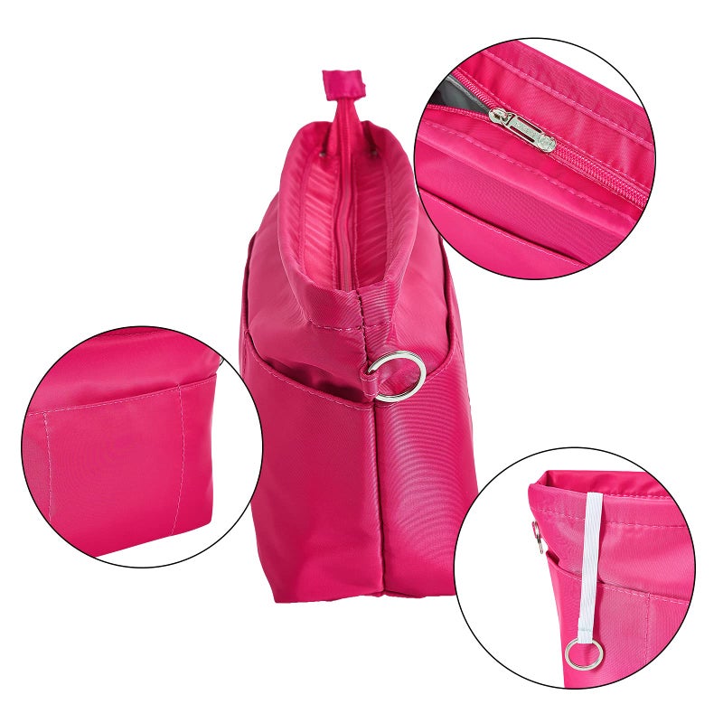 Vercord Premium Nylon Purse Organizer Tote Handbag Insert Organizers Bag in Bag Zipper 13 Pockets Rose XX-Large - Image 3