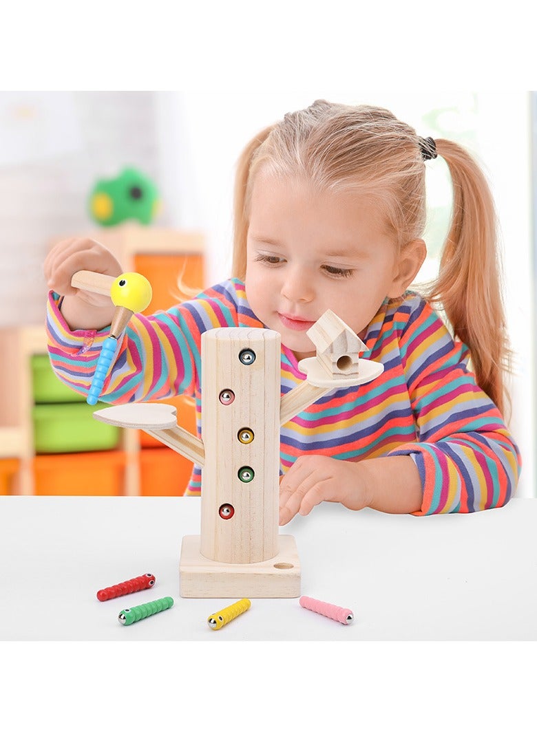 general Woodpecker simulation bug catching toy magnetic fishing for caterpillars children's educational toy for 1-3 years old boys and girls - Image 1