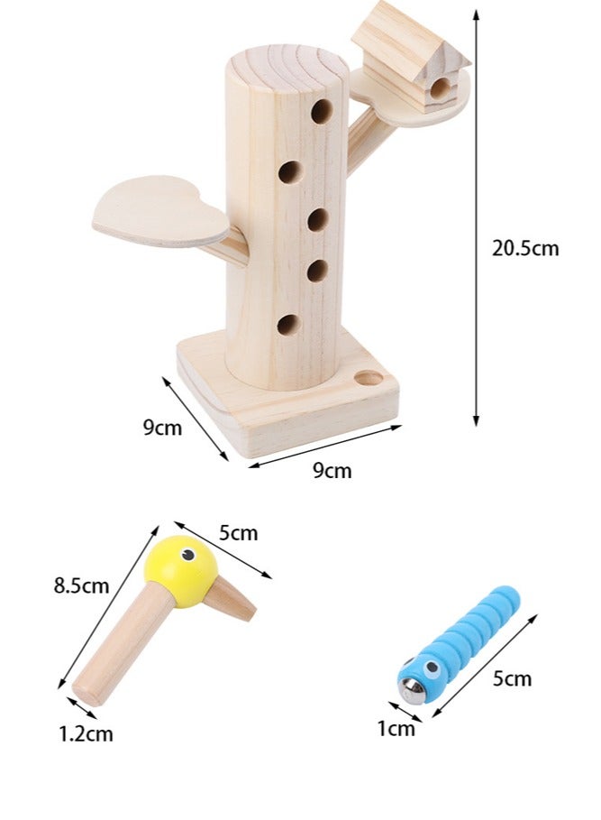 general Woodpecker simulation bug catching toy magnetic fishing for caterpillars children's educational toy for 1-3 years old boys and girls - Image 3