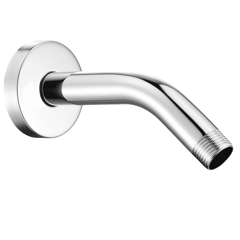Nuodan Shower Arm with Flange 6 Inches Wall Mount Replacement Shower Head Arm For Fixed Shower Head and Handheld Showerhead Chrome