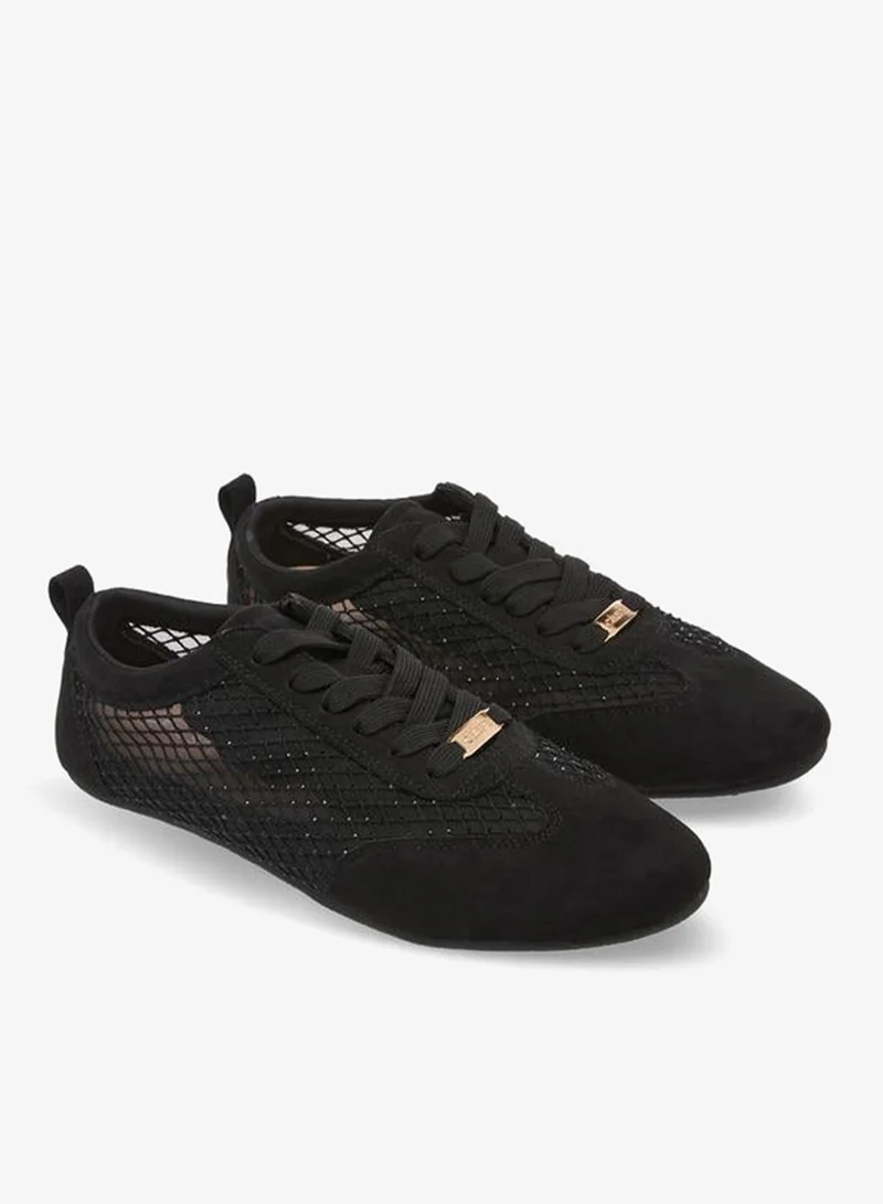 Celeste BLACK Women Mesh Detail Lace-Up Sneakers for Women | Best Price UAE
