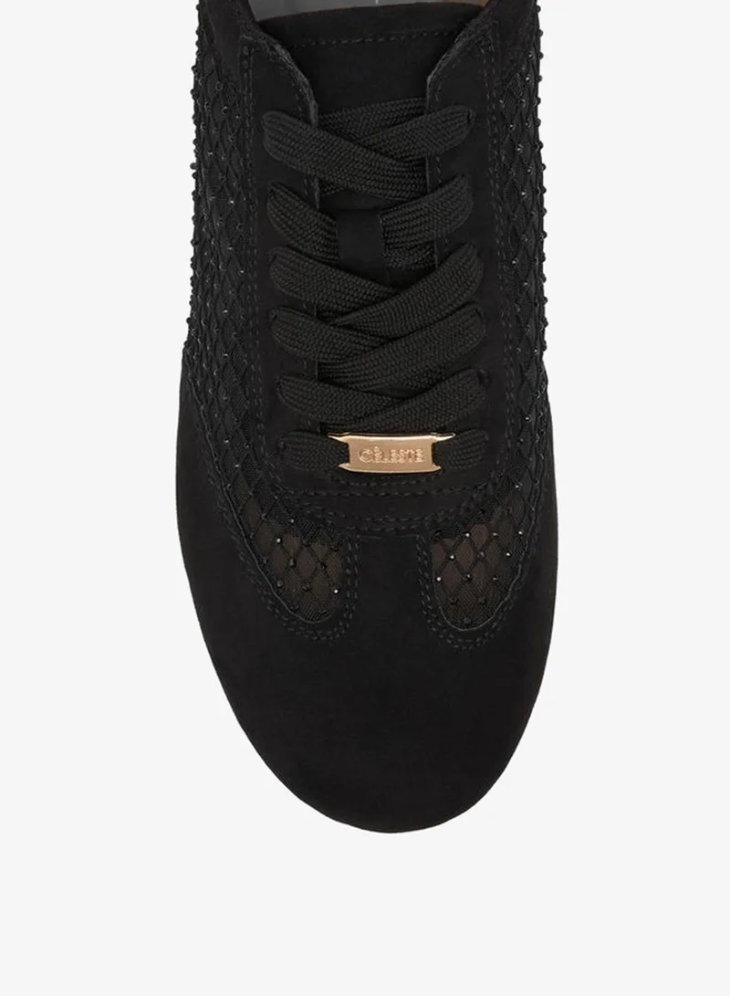 Celeste BLACK Women Mesh Detail Lace-Up Sneakers for Women | Best Price UAE