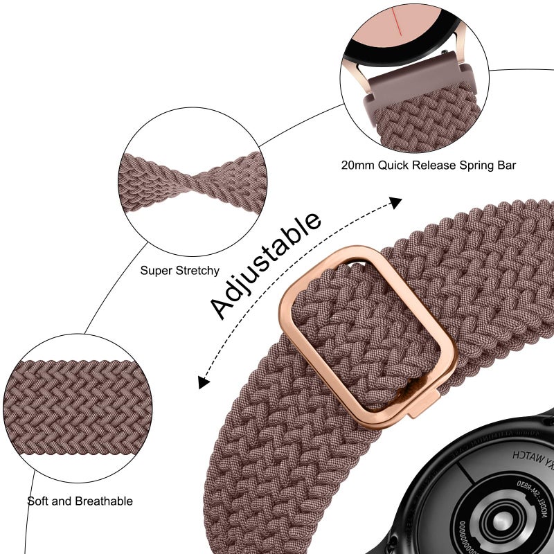 Meliya 3 Pack Braided Stretchy Bands for IDW13,IDW16,IDW19 Smartwatch Bands, 22mm Elastic Straps for Fitpolo IDW13/Woneligo W13/FITVII HM57, TOOBUR/ENOMIR/MILOUZ/Gydom/Faweio/Amzhero/Tensky IDW19 Smart Watch for Women Men (Mauve/Pink Sand/Starlight) - Image 3
