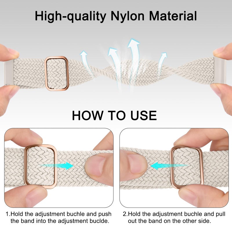 Meliya 3 Pack Braided Stretchy Bands for IDW13,IDW16,IDW19 Smartwatch Bands, 22mm Elastic Straps for Fitpolo IDW13/Woneligo W13/FITVII HM57, TOOBUR/ENOMIR/MILOUZ/Gydom/Faweio/Amzhero/Tensky IDW19 Smart Watch for Women Men (Mauve/Pink Sand/Starlight) - Image 5