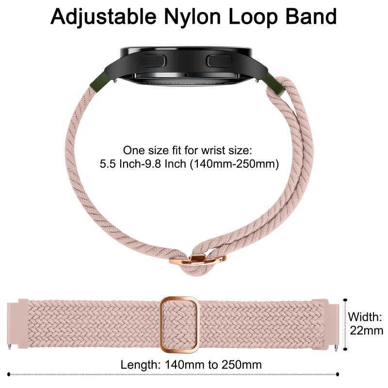 Meliya 3 Pack Braided Stretchy Bands for IDW13,IDW16,IDW19 Smartwatch Bands, 22mm Elastic Straps for Fitpolo IDW13/Woneligo W13/FITVII HM57, TOOBUR/ENOMIR/MILOUZ/Gydom/Faweio/Amzhero/Tensky IDW19 Smart Watch for Women Men (Mauve/Pink Sand/Starlight) - Image 4