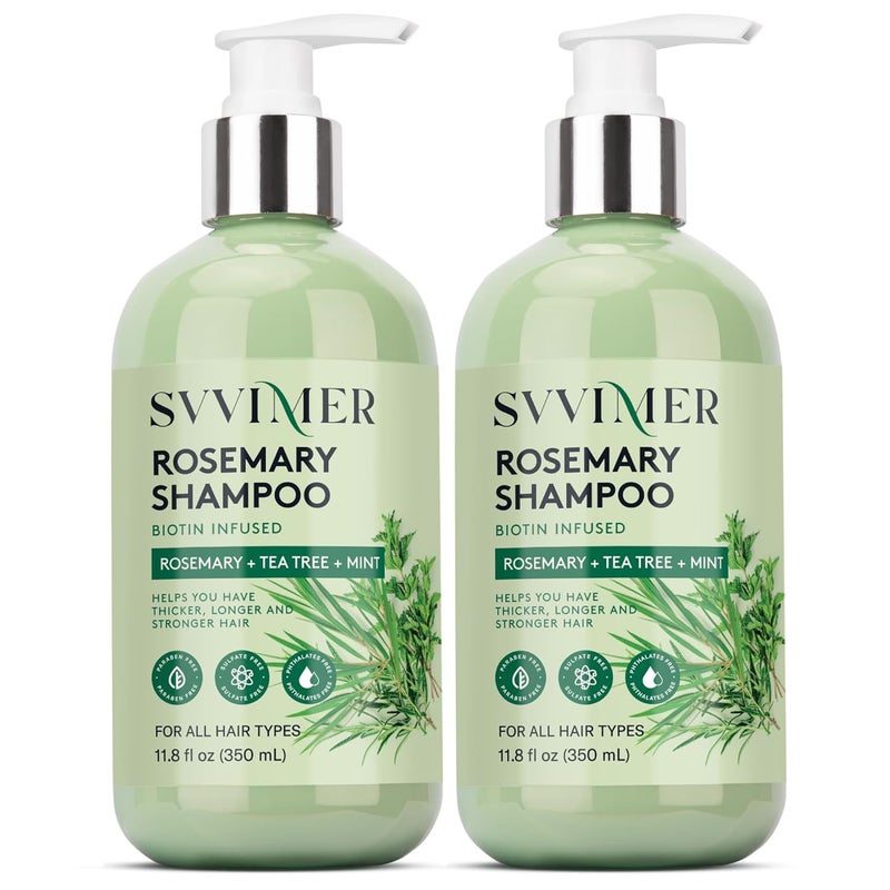 Svvimer Rosemary Hair Thickening Shampoo: Thickening and Strengthening Formula for Men & Women - Volumizing Shampoo with Tea Tree Oil Biotin Mint - For Thinning Fine Hair 11.8 Fl Oz (Pack of 2) - Image 1