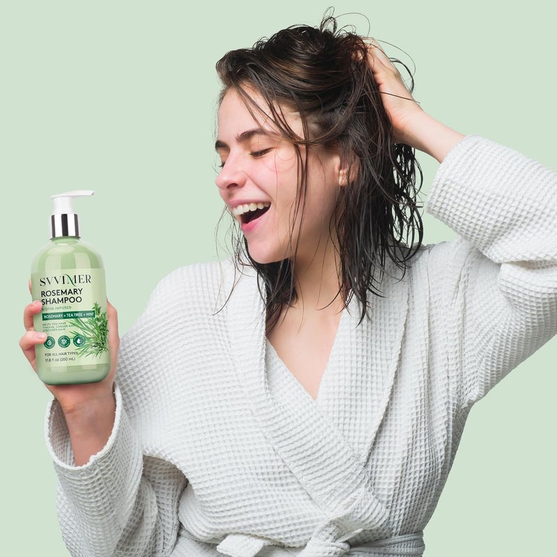 Svvimer Rosemary Hair Thickening Shampoo: Thickening and Strengthening Formula for Men & Women - Volumizing Shampoo with Tea Tree Oil Biotin Mint - For Thinning Fine Hair 11.8 Fl Oz (Pack of 2) - Image 5