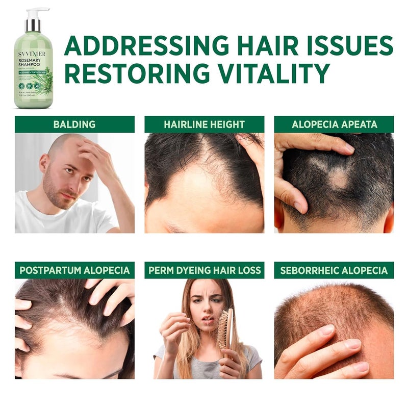 Svvimer Rosemary Hair Thickening Shampoo: Thickening and Strengthening Formula for Men & Women - Volumizing Shampoo with Tea Tree Oil Biotin Mint - For Thinning Fine Hair 11.8 Fl Oz (Pack of 2) - Image 4
