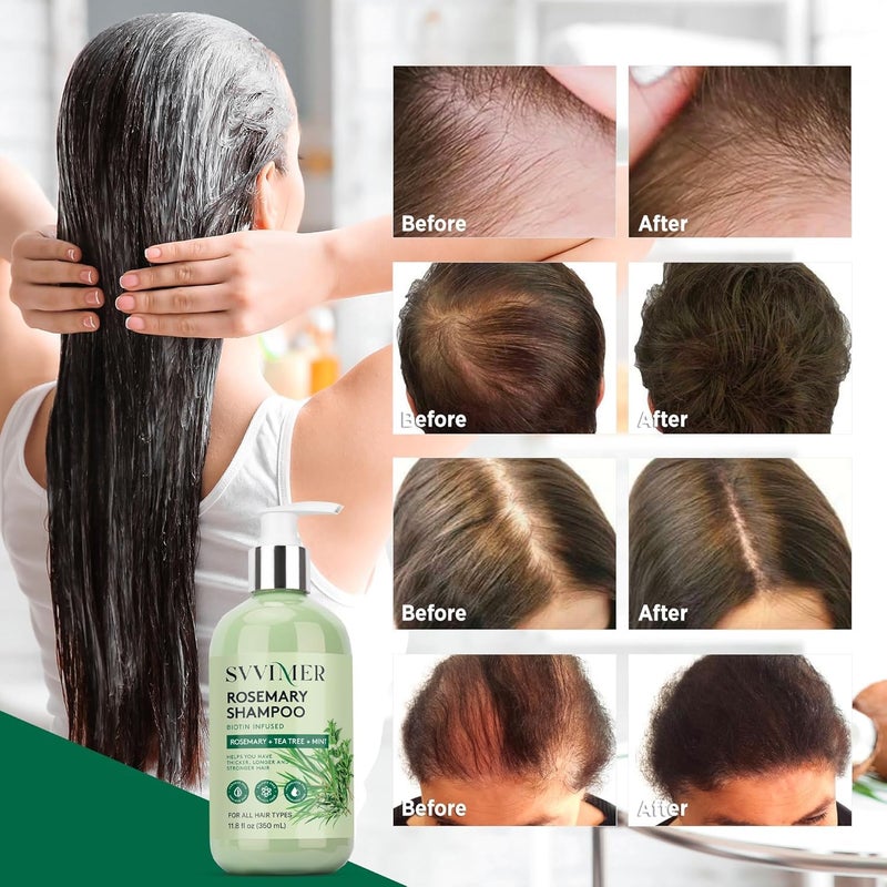Svvimer Rosemary Hair Thickening Shampoo: Thickening and Strengthening Formula for Men & Women - Volumizing Shampoo with Tea Tree Oil Biotin Mint - For Thinning Fine Hair 11.8 Fl Oz (Pack of 2) - Image 2