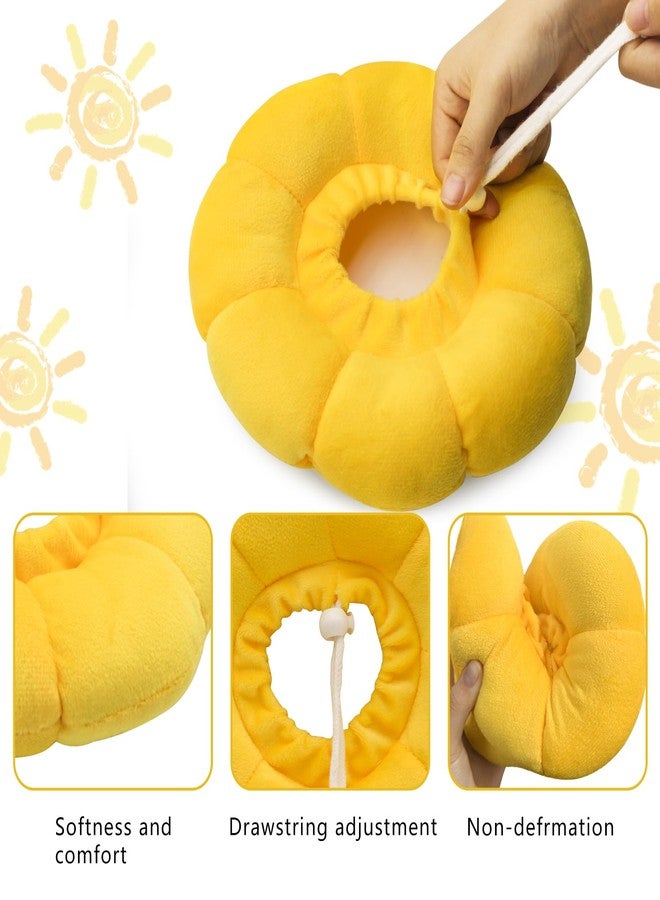 طوق LuckyOpt Sunflower المخروطي للقطط للتعافي، طوق إليزابيثي قابل للتعديل للقطط والجراء، طوق مخروطي ناعم للقطط بعد الجراحة لمنع اللعق، وسادة رقبة للقطط للنوم، سهل التنظيف (أصفر، صغير) - Image 2