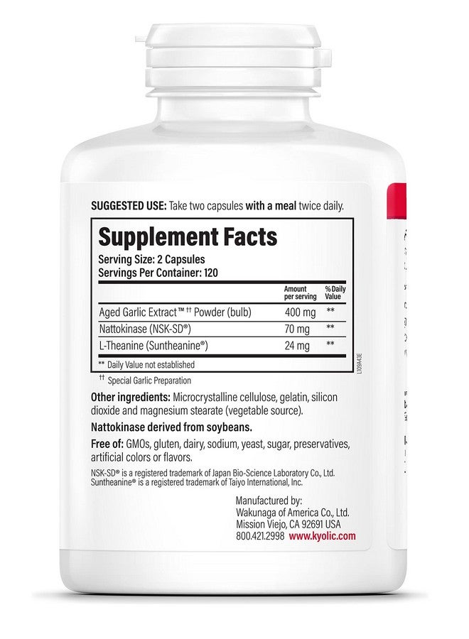 kyolic Aged Garlic Extract Formula 109 Blood Pressure Health 240 Capsules - Image 4