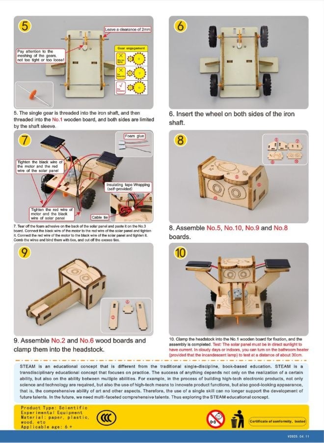 Fatio STEM Toy, Wooden Lunar Rover, Solar-Powered Montessori Toy, DIY 3D puzzle, eco-friendly, handmade, educational toy - Image 5