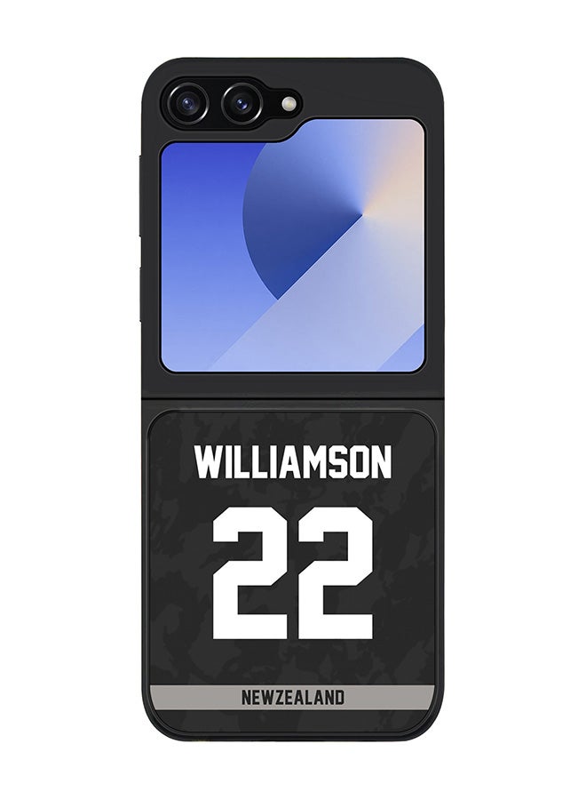 Stylizedd Rugged Black edge case for Samsung Galaxy Z Flip7 FE, Slim fit Case Flexible TPU Gel Thin Cover - Team New zealand Kane Williamson, Jersey No 22 - Image 1