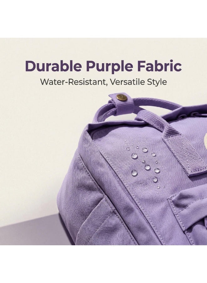 Fjallraven Classic Square Backpack for Women Men Teens, Water Resistant Lightweight Casual Daypack, Fashion School Bookbag with Front Pocket & Top Handles, Ideal for Daily Commute, Work, Travel Light Purple - Image 2