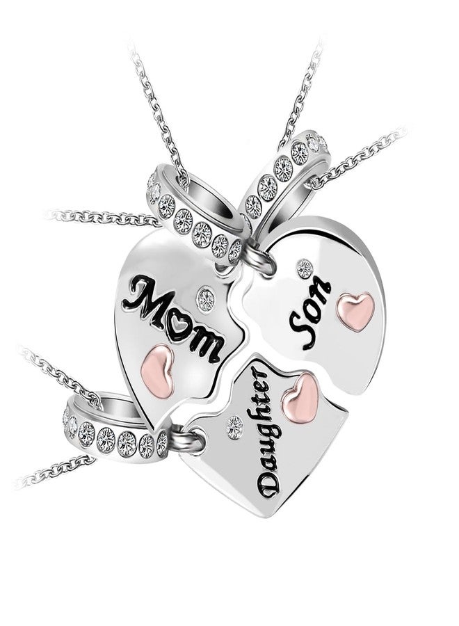 KunBead 18 inch Mother Daughter Son Love Puzzle Rose Gold Heart Charm Pendant Necklace set of 3 Mothers Day Birthday Jewelry Gifts for Mom - Image 1