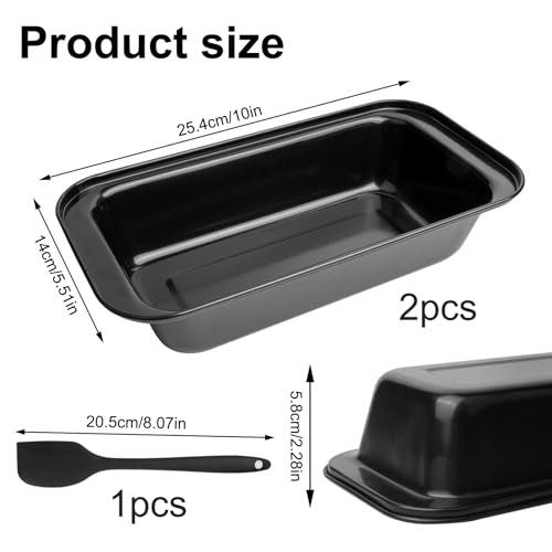 Fulushouxi 2 Pcs Loaf Bread Pans for Homemade Breads, 2 LB Nonstick Loaf Baking Pans, Carbon Steel for Cakes Sandwich Toast Brownies Sourdough Bread Pan Baking Supplies, with Dough Scraper - Image 2