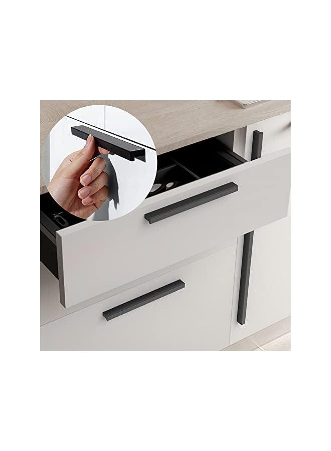 The Bros Cabinet Handles 12 PCS - Black Drawer Pulls 5 in (128mm) Hole Centers - Tilted Solid Drawer Handles for Kitchen Cabinet Pulls - Finger Pull - Image 3