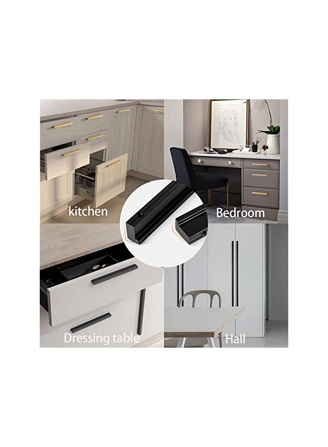 The Bros Cabinet Handles 12 PCS - Black Drawer Pulls 5 in (128mm) Hole Centers - Tilted Solid Drawer Handles for Kitchen Cabinet Pulls - Finger Pull - Image 5
