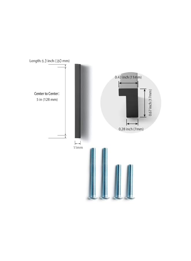 The Bros Cabinet Handles 12 PCS - Black Drawer Pulls 5 in (128mm) Hole Centers - Tilted Solid Drawer Handles for Kitchen Cabinet Pulls - Finger Pull - Image 2