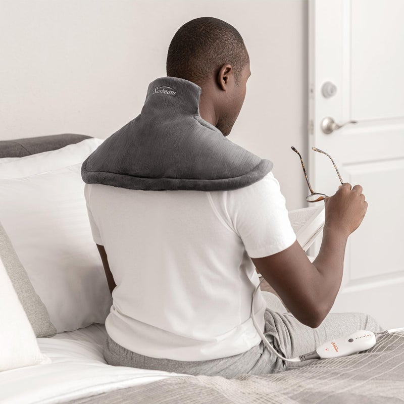 Sunbeam Heating Pad for Neck and Shoulder Pain Relief with Auto Shut Off and Moist Heating Option 22 x 14 Grey - Image 3
