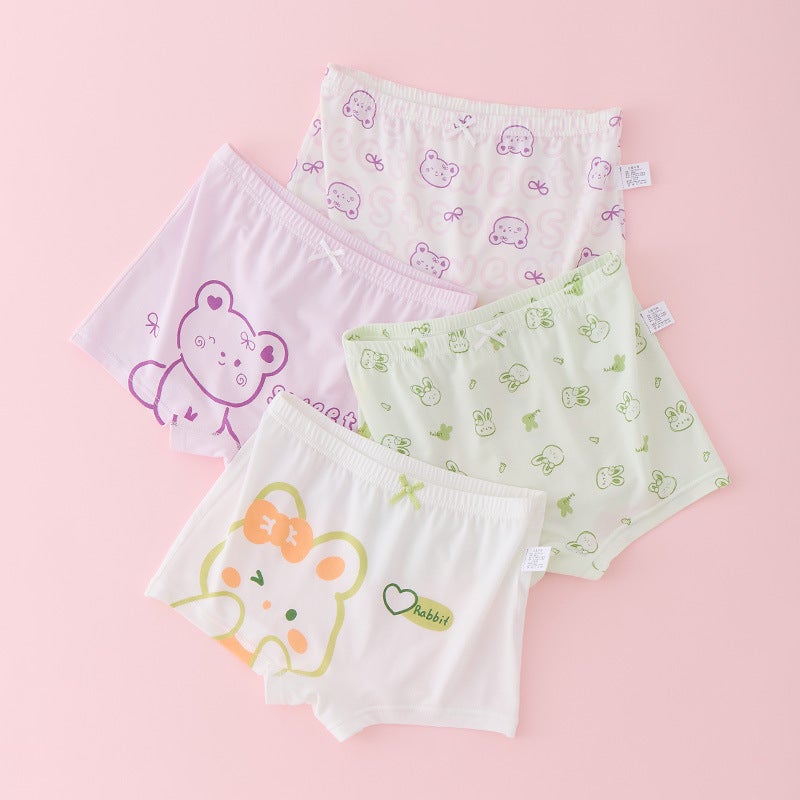 Girls Modal Boxer Briefs Ice Silk Summer 5164+5166 [4 pieces of comfortable modal] 