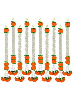 iHandikart iHandikart Jasmine Artificial Garland with Marigold Flowers Tuberose Diwali Decoration for Home Decor White Garland for Decoration Color Orange Pack of 10 3330210 