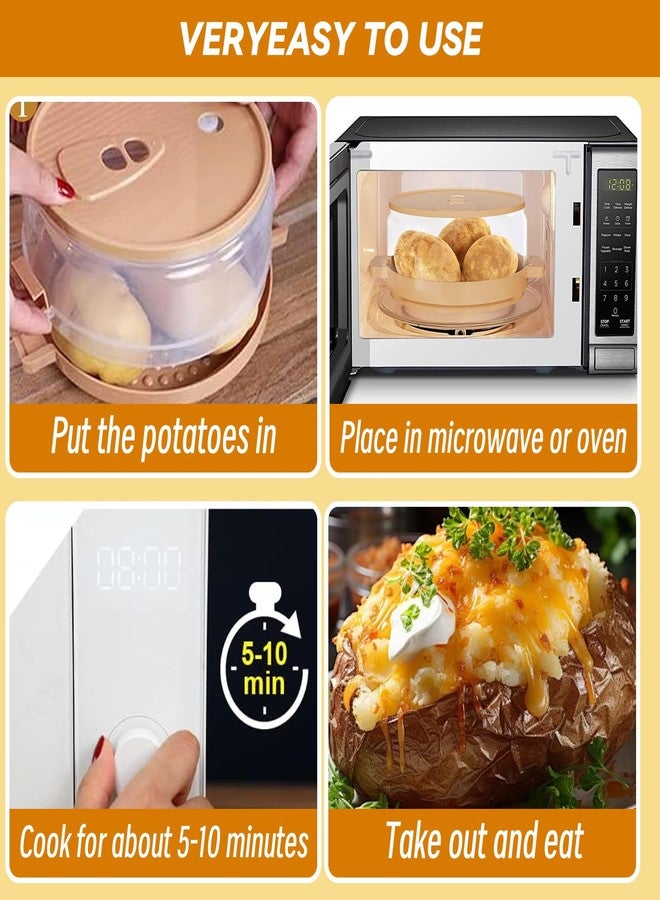 XPAPOV Baked Microwave Potato Cooker, Plastic Potato Steamer, Quick cooking, Dishwasher Safe, Clear, BPA-Free, Suitable for microwave bacon Sweet potatoes baking - Image 4