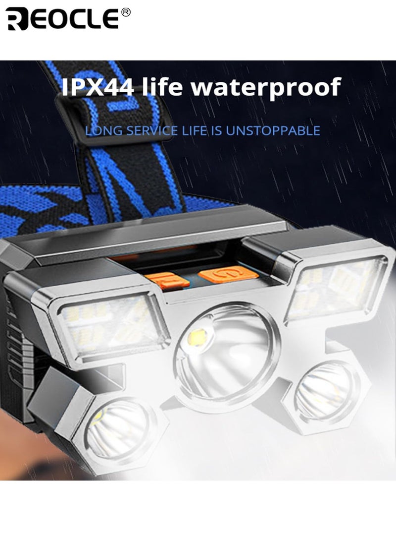 REOCLE 3-Level Adjustable Headlamp Portable Mining Light with USB Cable Rechargeable Tactical Flashlight Long Battery Working Light Head Light for Travel Camping Fishing Hunting - Image 5