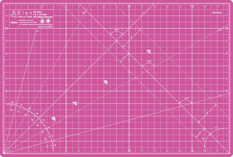 Elan Cutting Mat A3 Pink & Purple, Self Healing Cutting Mat 12x18 Inch, 5-Ply Craft Board Pink, Hobby Board for Crafts 12x18 Inch - Image 1