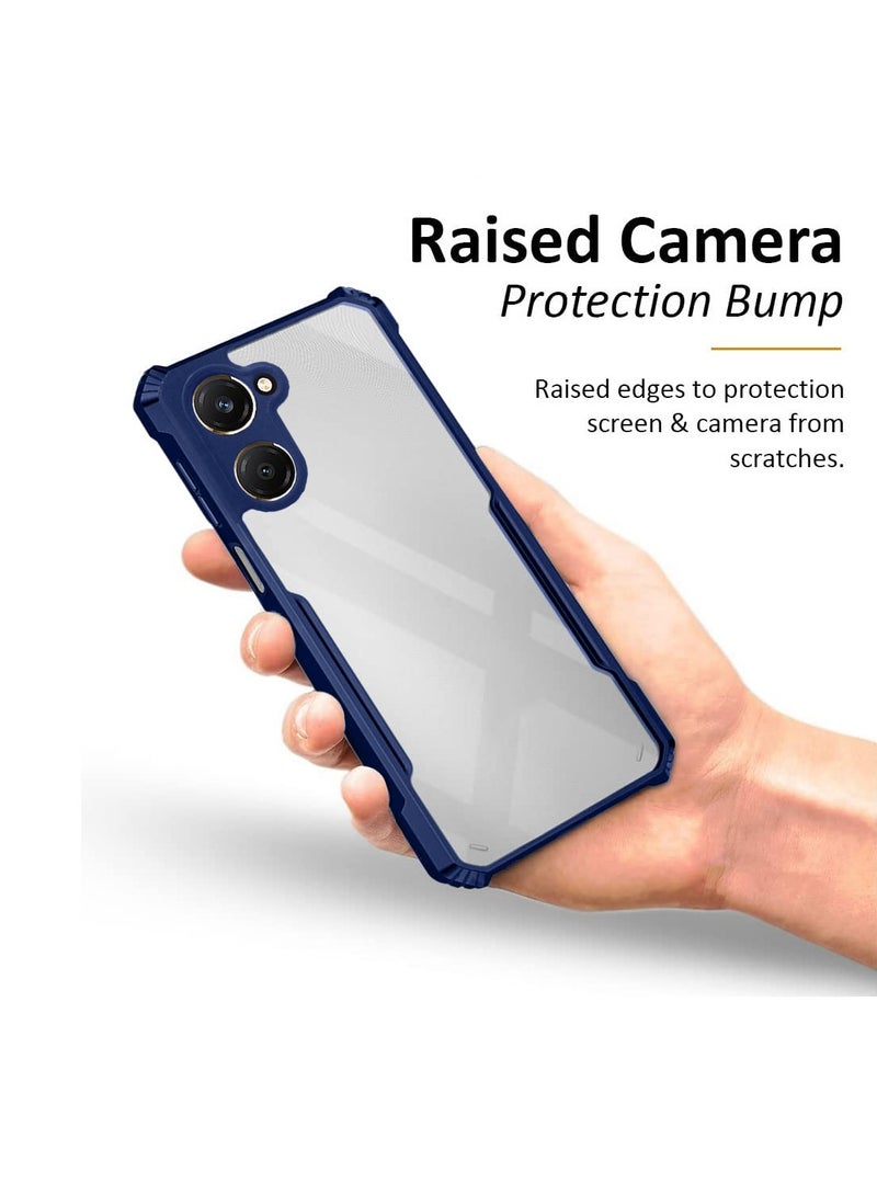 دبليو تيك vivo Y18 4G / Y28s 5G / T3 Lite 5G 2024 هجين TPU سيليكون مع مصدات درع مرتفعة غطاء نحيف - أزرق كحلي - Image 3