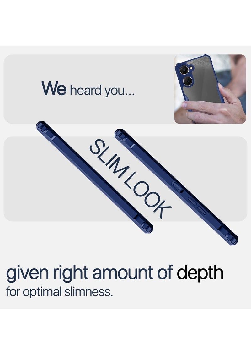 دبليو تيك vivo Y18 4G / Y28s 5G / T3 Lite 5G 2024 هجين TPU سيليكون مع مصدات درع مرتفعة غطاء نحيف - أزرق كحلي - Image 5