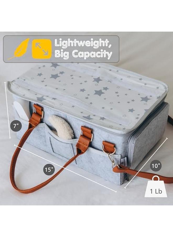 Baby Diaper Caddy Organizer With Lid Multiple Compartments Baby Caddy Waterproof Diaper Tote Bag For Infants Travel Baby Bag For Must Haves Baby Gift Basket For Newborn Essentials  - Image 3