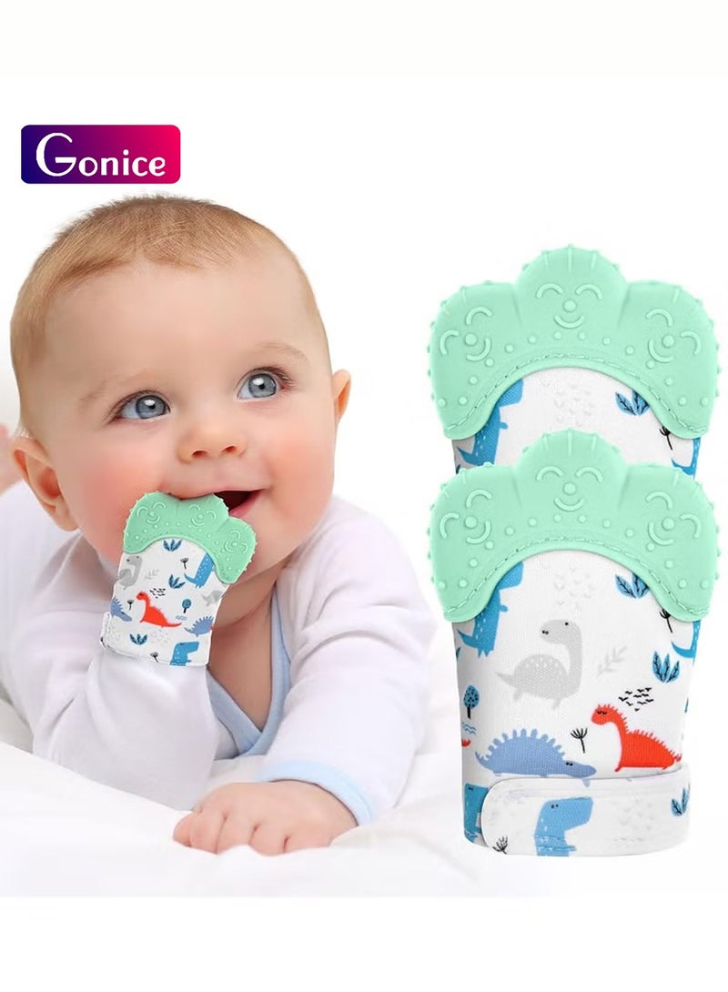 Gonice 2Pack Silicone Teething Mitt, Soothing Infant Teething Mitten Pain Relief, Prevent Scratches Glove, Safe Silicone Teething Toys for 0-12 Months  - Image 1