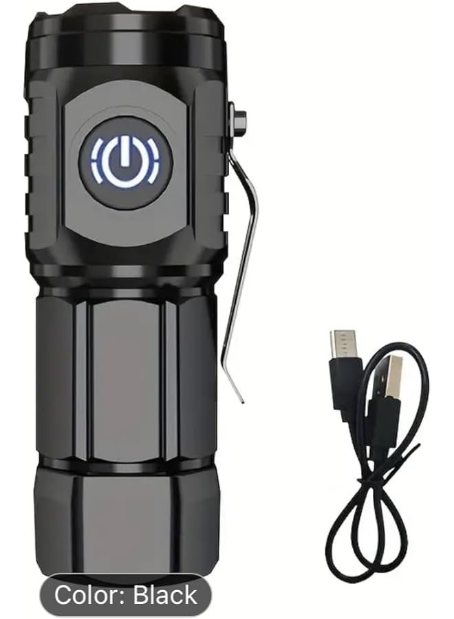 Mini LED USB Rechargeable Flashlight Frog Eye Lens 3 LED Wicks Five Light Modes High Hardness ABS Material Compact And Portable Suitable For Night Travel Emergency Repairs Outdoor