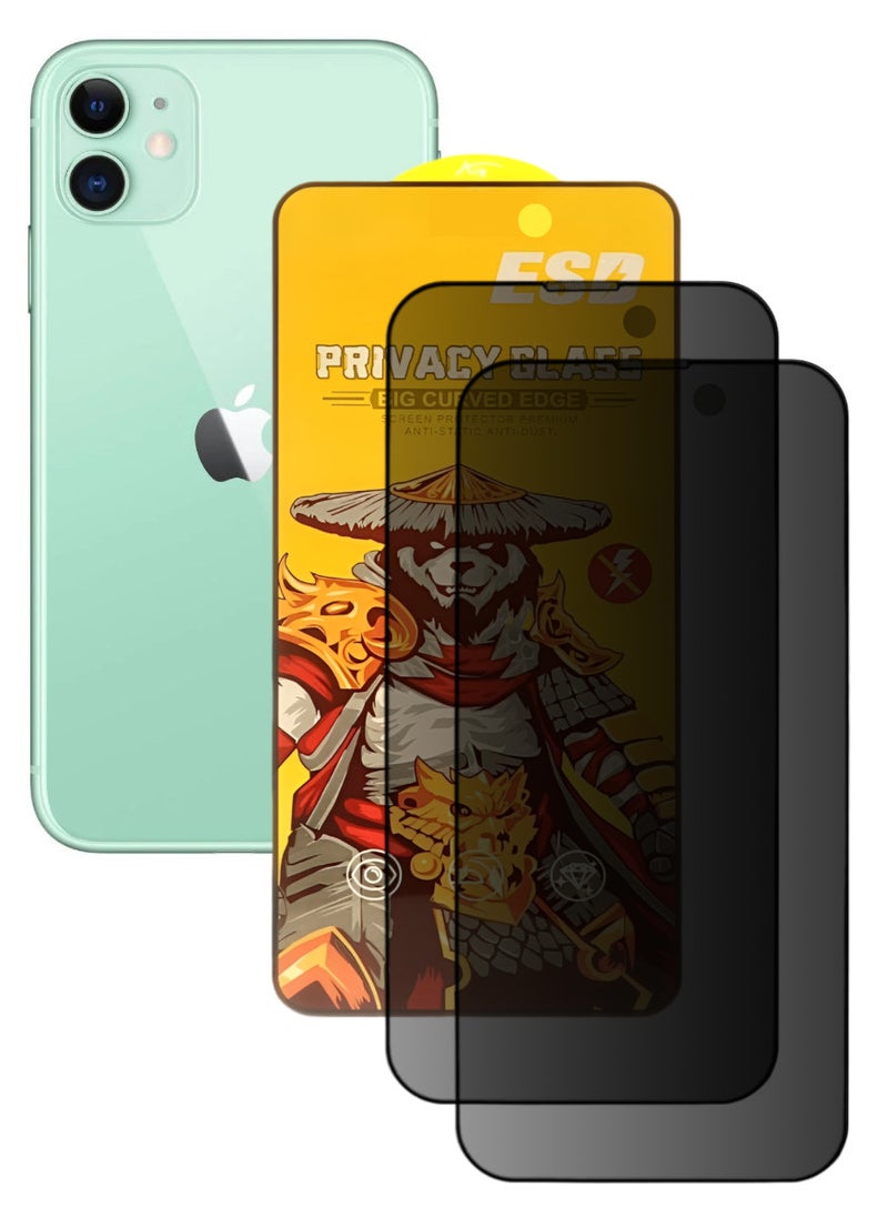 ESD 2 Pieces Tempered Dustproof Privacy Glass Screen Protector Compatible For iPhone 11 - Image 1