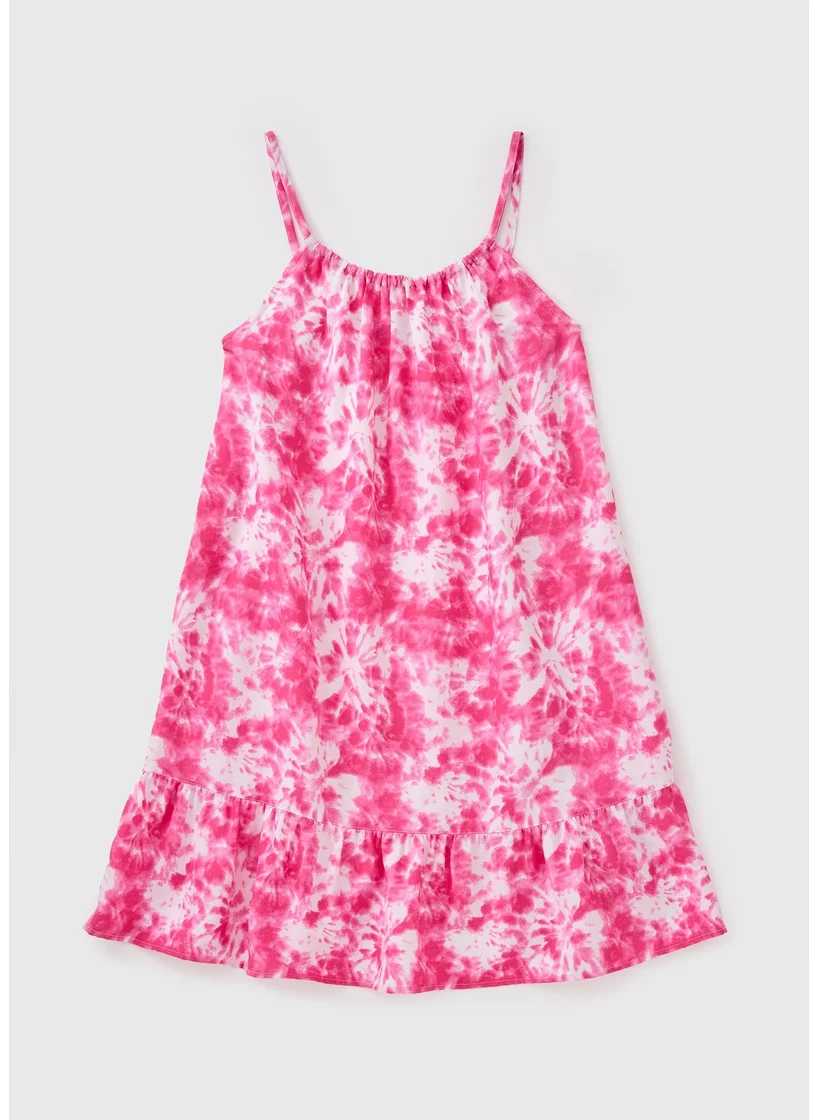Matalan Girls Pink Tie Dye Dress