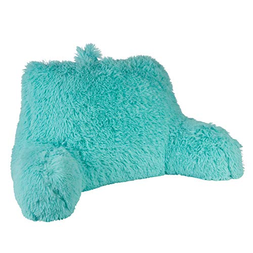 Klear Vu Klear Vu Shaggy Reading Pillow Back Rest Body Pillow for Adults and Kids Lumbar and Arm Support on Bed Chair Couch Sofa and Floor 30 x 21 One Size Aqua