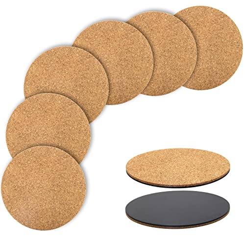 Coitak 6-Piece Cork Plant Coasters - 6 Inch Round Mats for Garden, Courtyard, Pot, Indoor Outdoor and DIY Craft Projects - Image 1